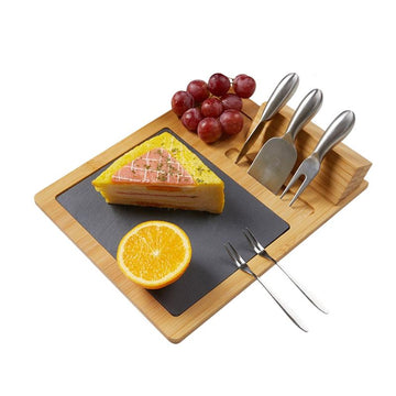 Bamboo Cheese Board & Knives Set - TheEcoKitchenPlus