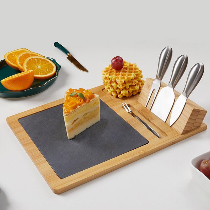 Bamboo Cheese Board & Knives Set - TheEcoKitchenPlus